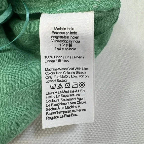 NEW J. Crew 100% Linen Women's Medium Green Top Blouse Preppy Office Puff Sleeve - Picture 9 of 12